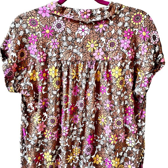 Jane & Delancey Blouse Top Button Down Gold Metallic Thread Anthropologie - Picture 7 of 9